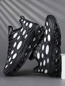 低帮男士运动鞋 休闲跑鞋 慢跑鞋 男士步行鞋 时尚渐变色运动鞋 网球鞋 街头服饰 - 黑色 - 查看 2