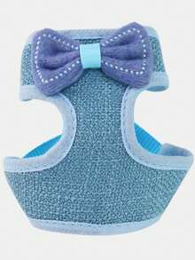 1pc Bow Tie Style Adjustable Cat Harness & Leash Set, Escape Proof Design Suitable For Cats And Small Dogs - Blue - View 6