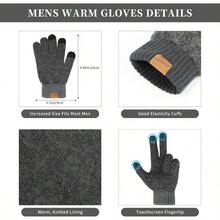 Winter Beanie Hats For Men Long Neck Scarf And Touchscreen Gloves Set With Fleece Lined Skull Caps Gifts For MenMen Gloves Set - DarkGreygrey - View 3