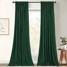 Olive Green Pinch Pleated Curtains 96 Inches Long, Thermal Insulated Window Drapes With Hooks, Soft Track System Panels Living Room, W38 X L96, 2 Panels, Home Decor - 深綠色 - 查看 2