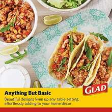 Glad - Platos de papel desechables impresos, 50 unidades de 10 pulgadas, platos de papel resistentes con hermoso diseño impreso, a prueba de remojo, 50 platos de papel cuadrados | Platos desechables,(Agua 50 Count (pack of 1)) - Multicolor - Ver 4
