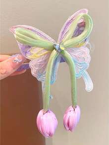 1/2pcs Kids Cute Simple Fashion Cartoon Bow Low Ponytail Bangs Hair Clips, Versatile Elegant Gentle Hair Accessories For Girls - Multicolor - View 3