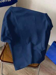 Men's Navy Blue Casual Letter Graphic Round Neck Short Sleeve T-Shirt, Summer - Xanh hải quân 2 - Xem 3