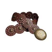 1 条棕色新款公牛波尔卡圆点街头 PU（聚氨酯）女士腰带，适合所有季节 - 黑色 - 查看 7