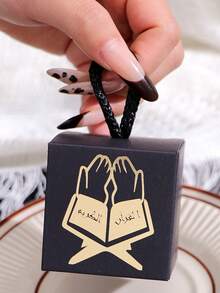 10pcs/Set Paper Gift Wrapping Box, Modern Letter Graphic Gift Packaging Box For Party Ramadan Festival