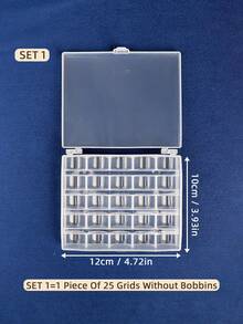 1pc Transparent Sewing Thread Spool Organizer Box, Multifunctional Bobbin Winding Spool Storage Box, Sewing Accessories With Empty Box, Plastic Bobbins And Metal Bobbins, Available In 25-Compartment And 36-Compartment Sizes - Clear - View 10