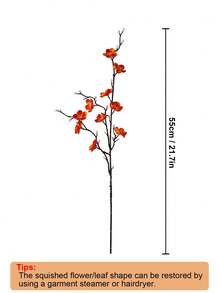 8/12pcs Artificial Flowers Orange Plum Blossom 21.7'' Fake Winter Sweet Long Stem Plastic Flowers For Halloween Home Hotel Office Wedding Party Garden Decor