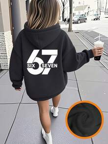 Teenage Girl Funny Print Thermal Lined Pullover Sweatshirt Sweatshirt, Warm & Comfortable For Autumn/Winter