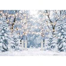 Telón de fondo de fotografía de escena de bosque de invierno azul de 10 x 8 pies diseño de copo de nieve para Navidad Navidad Navidad Navidad Navidad día festivo fiestas suministros - Azul - Ver 2