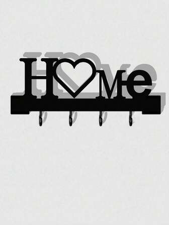 1 Piece Of HOME Heart-Shaped Key Rack, Wall-Mounted Entranceway Storage Shelf, Key Holder, Hook For Hanging Keys, No-Drilling Required, Home Living Room Decoration Item.