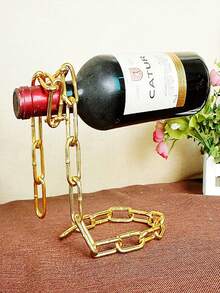 1 件浮动链条酒架，艺术奢华酒架，用于时尚香槟酒展示，现代创意斜角设计，非常适合西方装饰，优雅的家居风格，简约金属酒瓶架，家居饰品摆件，酒吧配件