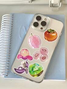 53 PIEZAS/PAQUETE Paquete de pegatinas con tema de frutas de cristal | Calcomanías estéticas brillantes para accesorios de teléfono, metal y decoración de artículos de uso diario - Multicolor - Ver 7