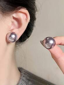 3 Pairs 0.66 Inch Retro Minimalist Semi-Circle Faux Pearl Stud Earrings, Unique Design Earring Set, Suitable For Women's Daily And Holiday Wear