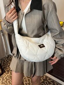 الجاكيت المبطن بالقطن ذو الكتف الواحد هو موضة جديدة، له سعة كبيرة، كاجوال وخفيف الوزن، ومناسب للتنقل. يتميز بتصميم حقيبة الدمبلينج البسيطة - متعدد الألوان - مشاهدة 2