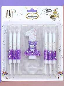 Sanrio Kuromi Theme Creative Candles, Birthday Party Candles, Theme Party Candles, 0-9 Number Candle Set, Cute Birthday Candles, Exquisite Cake Decorations.