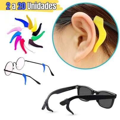 Kit Suporte Antiderrapante Silicone Para Óculos Sol Grau Acessório Preto Transparente Gancho Orelha Melhore Sua Visão