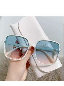 1 par/Set de 3 pares, Nuevas gafas de mujer de estilo callejero de alta gama, cuadradas, para playa, viaje, ciclismo y pesca - Multicolor - Ver 5