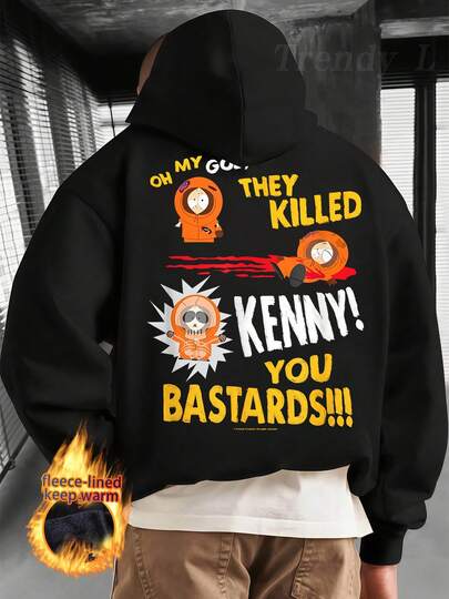 Cartoon Community-Exclusive Style Popular Cartoon Character Print  Graphic Hoodie Fleece Lined Daily Commute, Winter Comic Cons Stops,Mens Winter Clothing,Men Clothes,Loose Fit Mens Hoodie Fashion Comfortable Wear For Casual,Streetwear,Thermal Clothes Men Street Strolling,Mens Gifts,Must-Have For Fall And Winter,Boyfriend Gifts  Mens Jumpers Winter Mens Gifts Ideas