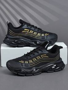 低帮男士运动鞋 休闲跑鞋 慢跑鞋 男士步行鞋 时尚渐变色运动鞋 网球鞋 街头服饰 - 黑色 - 查看 4