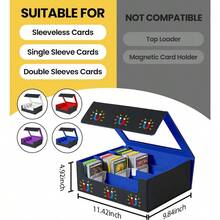 WSXC Trading Card Storage Box - 2400+ Commander Card Deck Case With See-Through Display Top For YuGiOh TCG PTCG MTG Box With 12 Dividers 4 Supporters Black And Blue - Blue - View 6
