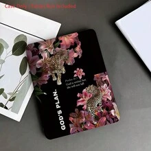 上帝的计划主题豹纹百合保护套套装 - 信仰爱好者和追求大胆设计人士的理想之选。时尚主题平板电脑配件。时尚主题平板电脑配件，带笔槽，适用于 iPad 10.9/10.2/Air 第五代/Pro 11/10 代/9.7/Air 2/iPad（第七代）。 - 無色 - 查看 2