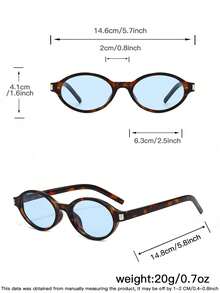 1 par de gafas de moda con montura ovalada retro para mujeres, lentes ligeros, adecuados para uso en fiestas - Multicolor - Ver 10