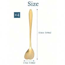 4pcs Heart Design Spoon, Stainless Steel Modern Creative Coffee Teaspoon, Stirring Spoon, Scoop For Cake School Supplies,Food Contact Materials,Dishwasher Friendly,Back To School Christmas For Holiday Gift Giving - 金色 - 查看 9