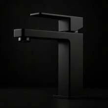 Luxury High Single Lever Basin Tap Matte Black Square - Black - View 4