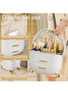 [Daily Comfort] Elegant Large-Capacity Makeup Storage Box With Transparent Lid, Dust-Proof Plastic Makeup And Skincare Makeup Storage Box, Perfect Bedroom Or Bathroom Countertop, Makeup Accessories. - White - View 7