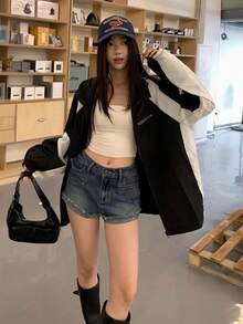 Loose Casual Lightweight Breathable Jacket - Black - View 2