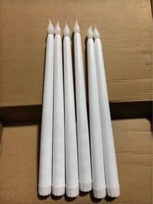 2/6/12/48支装逼真无焰LED蜡烛 - 电池供电，闪烁锥形设计，完美适用于万圣节、圣诞节、婚礼、教堂仪式和情人节 - 优雅白色锥形蜡烛，饰有水晶装饰，不含电池 - 暖光 - 查看 11