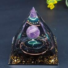 1pc Twelve Constellations Orgone Pyramid - Taurus/Scorpio/Leo/Pisces/Cancer/Virgo/Libra/Aries/Gemini/Aquarius Amethyst - Gift Tool, Home Decor