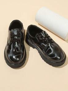 Nuevos zapatos de cuero para niños, zapatos casuales de suela blanda con cordones para niños pequeños, zapatos versátiles ligeros y de moda con punta redonda para todas las estaciones - Gris - Ver 6