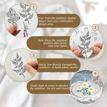 Water-Soluble Embroidery Stabilizer Pre-Printed Paper With Floral, Plant And Animal Patterns, Self-Adhesive Non-Woven Embroidery Pattern Stickers, Clothing Embroidery Transfer Stickers - Black and White - View 7