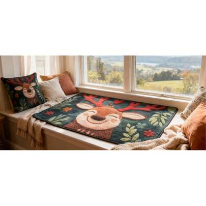 Thảm tắm microfiber siêu mềm, chất lượng cao, họa tiết hươu | Chống trơn trượt, có thể giặt máy, nhanh khô, chống bám bẩn | Dùng cho phòng tắm, nhà bếp, trang trí ngày lễ, thảm nhà tắm, thảm chống trơn trượt, trang trí nhà cửa, trang trí tạo không gian.