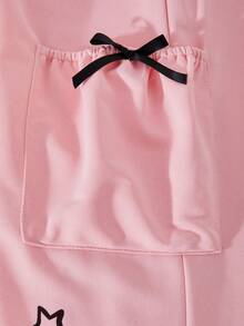 Quần ống đứng dáng rộng cho bé gái, màu xám nhạt với họa tiết mèo và sao dễ thương, chất vải mềm mại và thoải mái, thiết kế túi nơ, thích hợp cho mùa xuân, hè, thu, đông. - Hồng - Xem 9