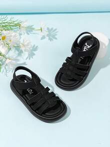 Girls' Open Toe Sandals, Soft Sole, Fashion Korean Style Princess Student Cute Versatile Summer Sandals - Black - View 1
