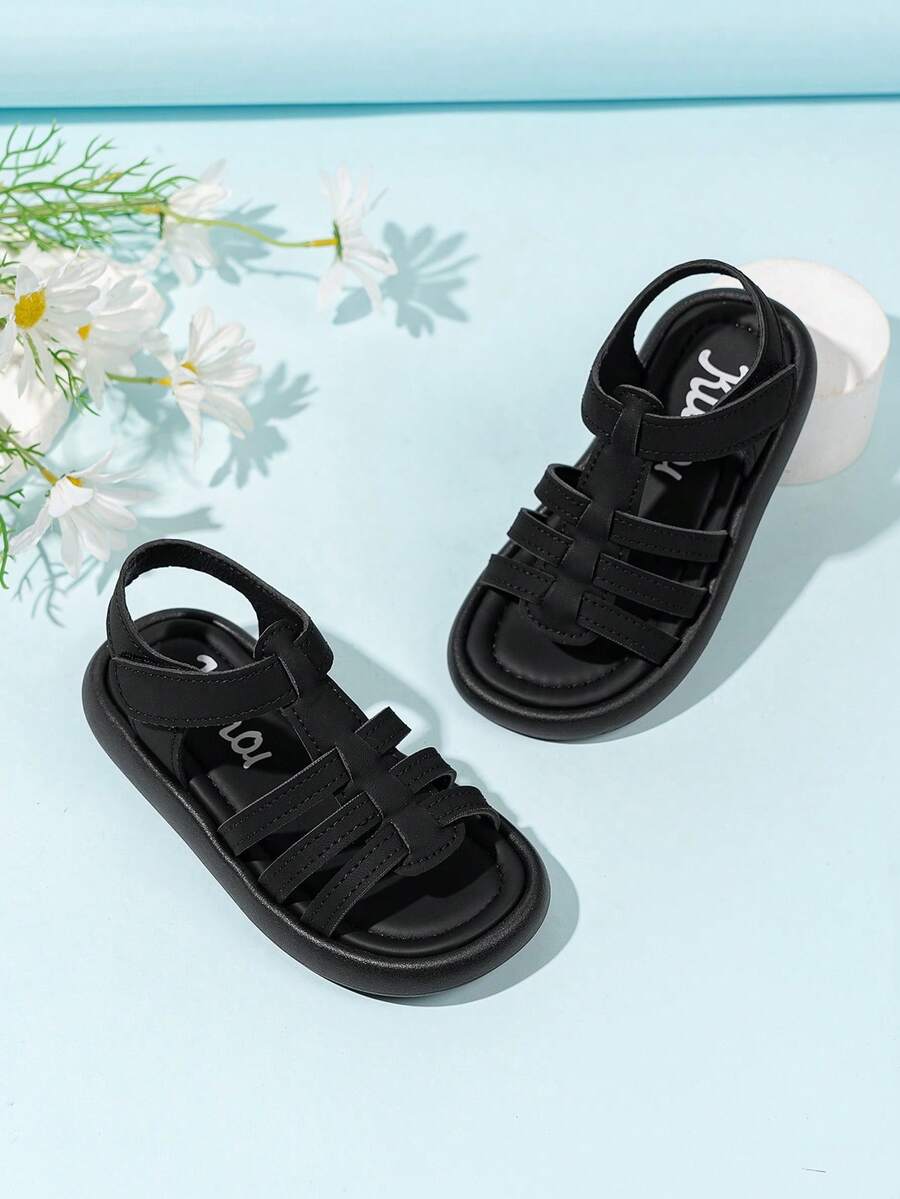 Girls' Open Toe Sandals, Soft Sole, Fashion Korean Style Princess Student Cute Versatile Summer Sandals - Black - View 1