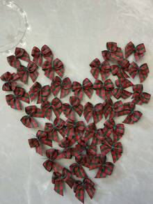 500/200/50/20pcs Christmas Gift Wrapping Bow - Handmade Red, Gold And Green Plaid Pattern Bow Decoration, Heart Bow, DIY Hand-Made Bow, Clothes, Bags, Bow, Suitable For Gifts And Handicrafts, Christmas, Christmas Decorations, New Year, New Year's Day, Valentine's Day, Mother's, Valentine's Day Party, Home Decor, Home Gifts - Multicolor - View 5