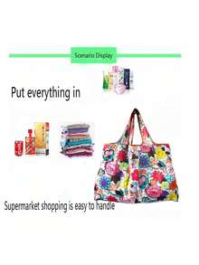حقيبة تسوق قابلة للطي سعة كبيرة، حقيبة بقالة محمولة للتخزين المنزلي والسفر، حقيبة تسوق قابلة للطي، مع حقيبة تخزين، حقيبة كتف، سعة كبيرة، سوبر ماركت، خفيفة الوزن - متعدد الألوان - مشاهدة 3