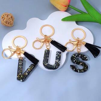 1pc Women's Crystal Letter Pendant Keychain, Suitable As Valentine's Day Gift, Car Decor, Bag Charm, Cute Style