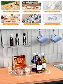 Transparent Acrylic Extra Large Tray With Handle, Acrylic Tray For Holding Food, Drinks, Snacks And Appetizers, Rectangular Tray, Coffee Table Tray, Acrylic Makeup Storage Box, Acrylic Entertainment Tray, Suitable For Fruits, Cookies, Desserts, Snacks, Reusable - Transparent - View 5