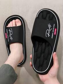 Dép hở mũi thời trang mới cho nam, đế mềm bằng chất liệu EVA, dép đi trong nhà thoáng khí thoải mái, màu đen, phù hợp cho cả đi bộ trong nhà và ngoài trời, dép đi làm thiết yếu hàng ngày. - màu đen - Xem 4