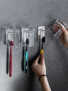1个不锈钢免钻孔牙刷架和漱口杯收纳架 - 彩色 - 查看 7