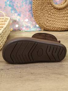 毛绒雪地靴，套穿式，保暖时尚踝靴，舒适大码踝靴 - 咖啡色 - 查看 7