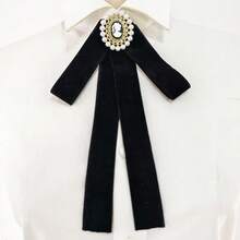 1pc Handmade Elegant Pearl Velvet Bow Tie, Exquisite, Essential For Queuing And Gatherings, Great Gift - Beauty Head Velvet - View 16