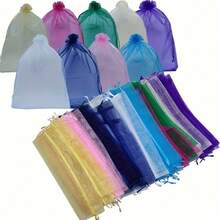 30个大号白色缎面袋，6.7*9英寸透明缎面袋，礼品袋，珠宝袋，派对，婚礼，样品展示袋，适用于婚礼派对生日包装 - 彩色 - 查看 4
