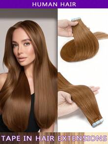 12-22 Inch Remy Human Hair Extensions, Invisible Tape-In, Ash Blonde, Full Head Ash Blonde Seamless Extensions - 30g/Pack, Stylish, No Glue Needed, Perfect For Holidays And School