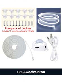 5V USB即插即用霓虹LED灯条，高亮度，柔和可弯曲，白色灯光，适用于浴室橱柜、酒柜、房间、派对、婚礼、露营装饰 - White light - 查看 10