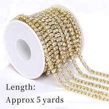 EstiloCadena De Diamantes De ImitacióN, Cadena De Cristales Con Diamantes De ImitacióN Para Manualidades Adorno De Cristal De Diamante Para Costura Manualidades DecoracióN JoyeríAVersióN Mejorada - Dorado - Ver 2